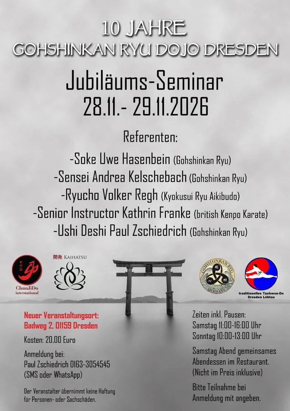 10 Jahre Gohshinkan Ryu Dojo Dresden – Veranstaltungsplakat