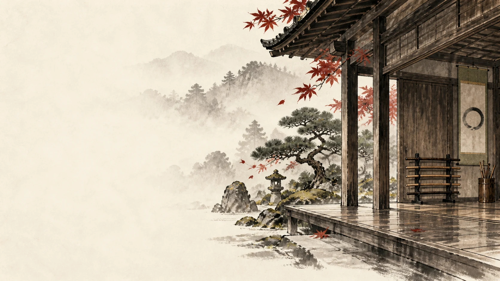 Holzschwerter in einem alten Dojo