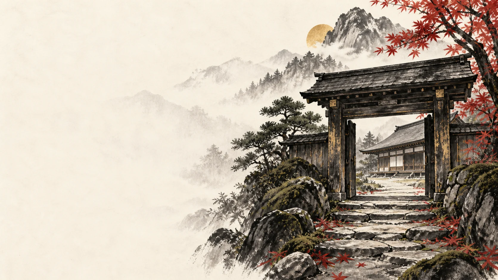 Ein Weg führt durch ein japanisches Tor